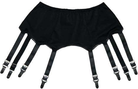 Luxallacki Reggicalze retrò con 8 cinghie e clip in metallo, reggicalze di lusso, Nero , XXL