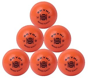 Skyhi Wind Cricket Balls - Soft Practice Training Wind Cricket Balls for Indoor & Outdoor - Soft Practice Training Cricket Ball for Cricket Coaching Bowling Pack of 6 (Orange)