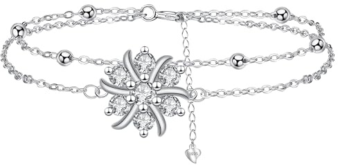 Micory Pulseras Copo de Nieve para Mujer,Plata de Ley 925 Pulsera con Circonita 5A y Caja de Regalo, Joyería Fina y Elegante para Mujeres