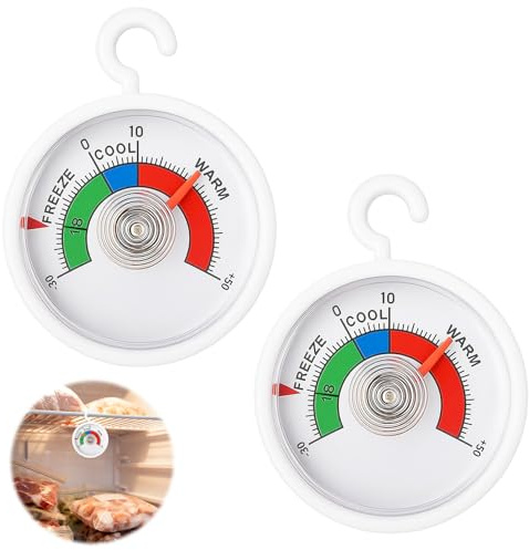 tiyiyok 2 Piezas Termometro Nevera, Termómetro para Congelador, Termómetro para Frigorífico con Gancho, para Interiores, Exteriores, Hogares, Restaurantes, Bares, Cafeterías, de -30 a 50 °C