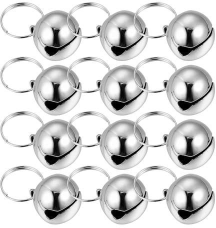 Abaodam 12 Pezzi Campanellini in Metallo Argento 18Mm per Collari Cani e Gatti Ciondoli Festivi e per Addestramento Animali Domestici Accessori Resistenti per Sicurezza e Localizzazione