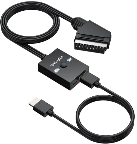 TAIKURA Convertidor Scart a HDMI 1080P, Adaptador AV a HDMI Euroconector a HDMI con Cable HDMI, Relación de Aspecto 16:9/4:3, Compatible con DVD VCD VCR,Consolas Retro Europeo Soporta PAL/NTSC
