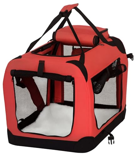 PawHut Folding Fabric Soft Portable Pet Dog Cat Crate Puppy Kennel Cage Carrier House Medium 23 Red New
