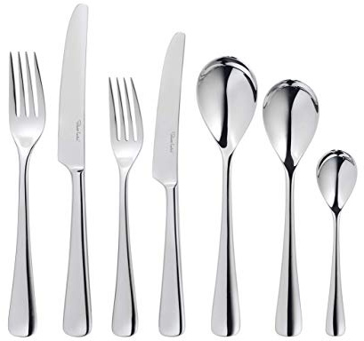 Robert Welch Malvern Bright, 56 Piece Cutlery Set for 8 People. Made from Stainless Steel. Dishwasher Safe.