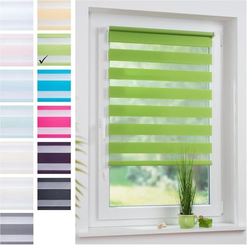 Liedeco® Duo Rollo Klemmfix - 120 x 160 cm Apple Green/lichtdurchlässig/stufenlos verstellbar/leichte Innen-Montage ohne Bohren mit Klemmträgern