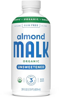 Malk, Unsweet Almond Milk, 28 Fl Oz