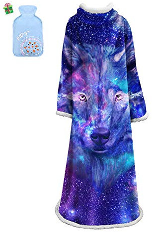 Morbuy Wearable Decke Mit Ärmeln Arme, Super Soft Warm Comfy Plüsch Ärmeln, TV Lazy Robe Decke Für Erwachsene Frauen Männer - Wolf Tiger 127cm x 178 cm (127cm x 178cm,Wolf 1)