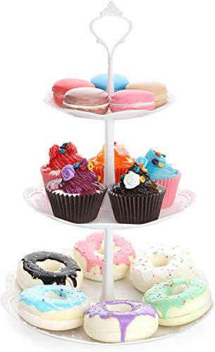 Soporte de plástico para Tartas de 3 Niveles, postres de Frutas, Dulces, Buffet, té, Galletas, Cupcakes, Soporte, Bandeja, exhibición, decoración del hogar para Halloween, Bodas, cumpleaños, Redondas
