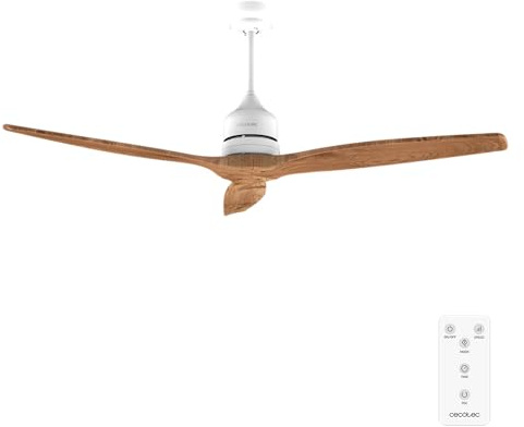 Cecotec - Deckenventilatoren EnergySilence Aero 5270 White&BlackWood, DC 40W Motor, Durchmesser 132 cm, Steuerung, Timer, 6 Geschwindigkeiten, Sommer und Winter, einstellbare Höhe 15 oder 25 cm, Leise