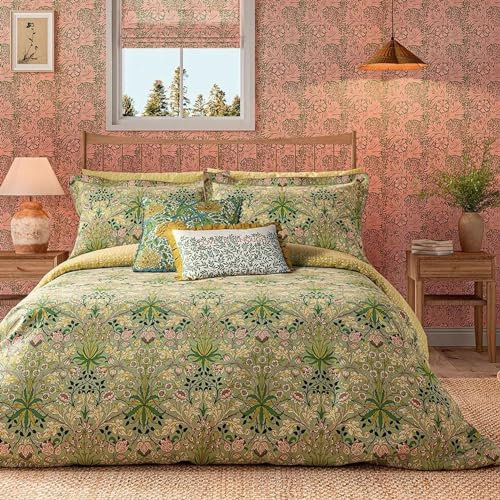Morris & Co William Morris Hyacinth Bedding in Sage & CitrusBedding: Duvet Cover & 2 Oxford Pillowcase Set, Super King 260x220cm