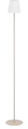 EGLO Stehlampe Fiorana, Eck Standlampe minimalistisch, Stehleuchte in Sandarben mit Lampenschirm in Weiß, Lampe Wohnzimmer mit E14 Fassung, H 140,5 cm