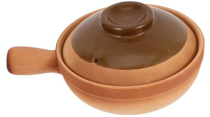 GLEAVI Pentola in Terracotta Con Coperchio Pentola in Ceramica Per Zuppe e Stufati Casseruola Da Cucina Per Cottura Fuoco Lento e Riscaldamento