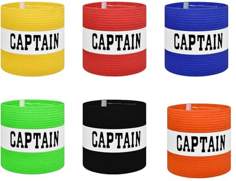 iuiiaii 6 Pcs Captains Armband Set, Captain Armband Football Boys Armbands Football Adjustable Multicolor Elastic Sports Arm Bands For Football Training Youths For use by those aged 15 and above