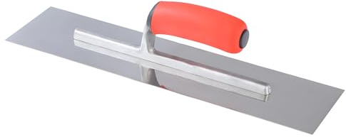 Professional Concrete Finishing Trowel, Steel Blade with Soft Grip Handle, Silver and Red, 16 x 4 Inch