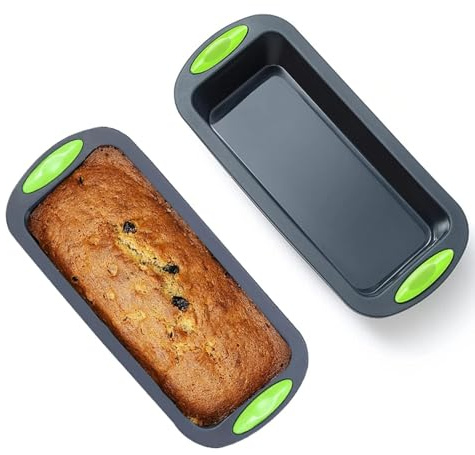 Juego de 2 Moldes de Silicona para Hornear Pan Rectangular, Antiadherente para Bizcocho, Pastel y Pan Tostado, Apto para Lavavajillas, Sin BPA, Resistencia de -40°C a 230°C, 27.8 x 12 x 6.5 cm