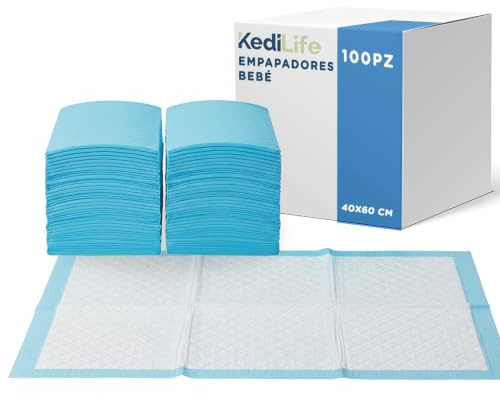 KediLife - 100x Traversine Neonato Fasciatoio 40x60 cm - Traverse Neonato per Cambio Pannolino - Assorbenti, Impermeabili e Traspiranti - 2 Confezioni da 50 Teli Igienici Neonati e Bambini - 60x40 cm