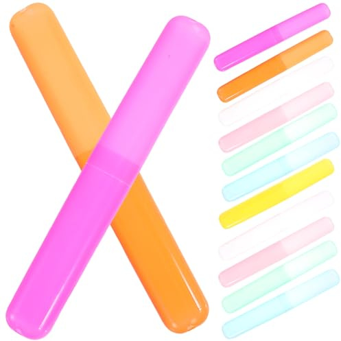 ASAKKURA Set 14 Pezzi Custodie Porta Spazzolino da Denti Colorate, Custodia Portatile in Plastica Rigida Anti Polvere per Viaggio, Contenitori da Viaggio per Spazzolini da Denti,