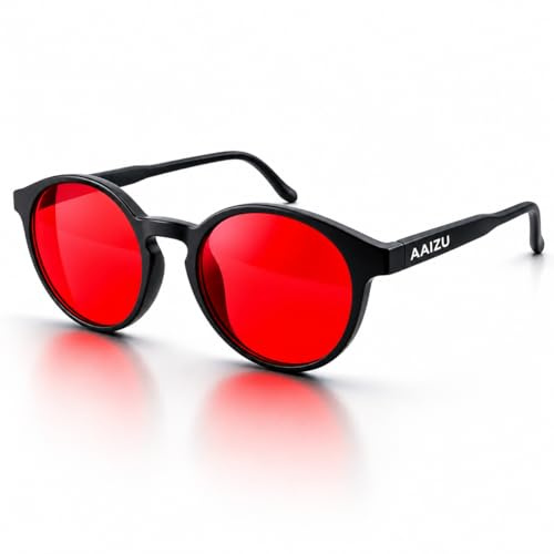 AAIZU - Gafas Rojas Bloqueo Luz Azul para Dormir – Gafas Filtro Luz Azul para Pantallas y Uso Nocturno, Reduce la Fatiga Visual y Mejora el Descanso