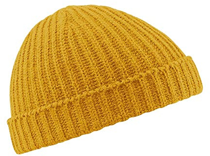 Beechfield Unisex Retro Trawler Winter Beanie Hat (One Size) (Mustard)