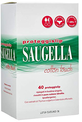 Saugella Cotton Touch Proteggislip Esterni Ad Azione Antiodore Adesivi In Cotone Ipoallergenici 40 Pezzi - 130 Gr