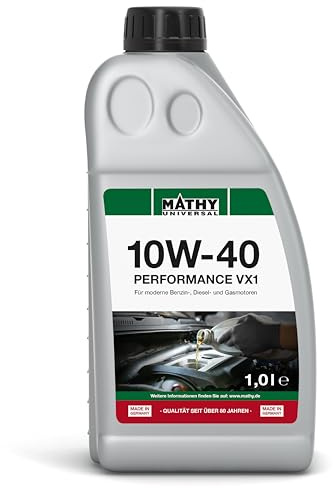MATHY Motoröl 10W-40 Performance VX1 - Teilsynthetisches Mehrbereichs Motorenöl für Diesel- und Benzinmotoren, 1.0 l