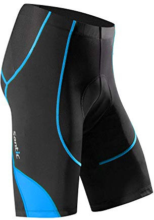 Santic Pantalon Ciclismo Hombre Corto Pantalones Bicicleta Hombre Montaña/MTB Acolchado con Badana/Almohadilla Azul EU L
