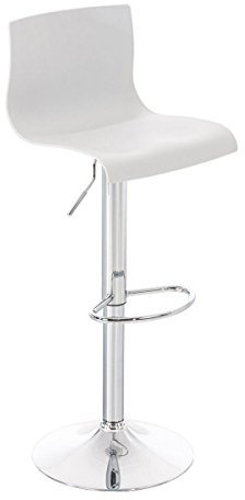 CLP Barhocker Hover Mit Lehne Und Drehbarer Kunststoff-Sitzfläche I Barstuhl Mit Metallgestell I Höhenverstellbarer Küchenhocker, Farbe:weiß, Material Gestell:Metall in Chromoptik