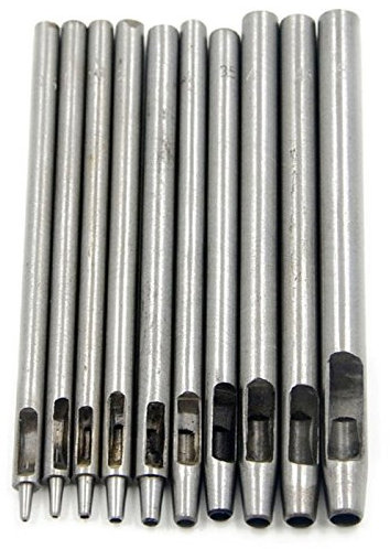 Juego de 10 Sacabocados de Golpe en Acero para Cuero Piel Guarnicionero 4343