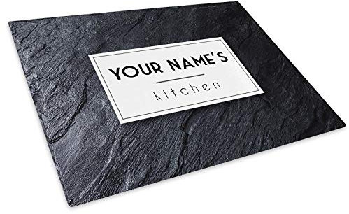 Personalised Glass Chopping Board Worktop Saver 38cmx28cm Add Your Own Text!