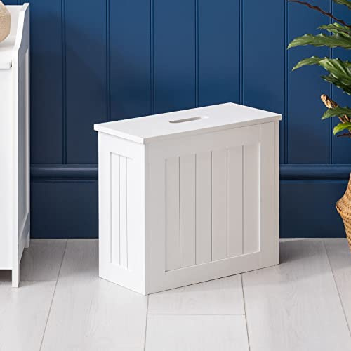 CHRISTOW Small Bathroom Storage Unit, White Toilet Roll Cabinet, Compact Slimline Wooden Bathroom Box, Multi Purpose Cleaning Tidy