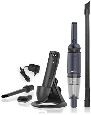 MAXXMEE Batteridriven handdammsugare | Stark sugkraft tack vare BLDC-motorn | Med integrerat HEPA-filter | platsbesparande och snygg laddningsstation [antracit]