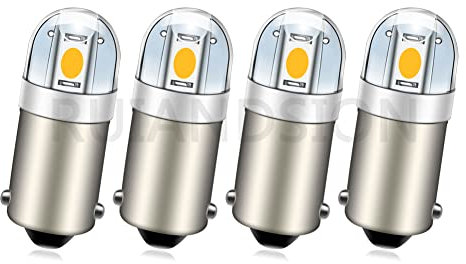 Ruiandsion BA9S LED Bulb BA9 1895 1891 53 57 Warm White 12V LED Bulb 3030 2SMD Chipsets LED Replacement Bulbs for Car Interior Dome Map License Plate Glove Box Lights (Pack of 4)