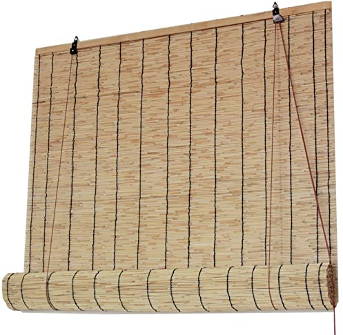 JIAJUTUI001 Tapparella a Lamella Naturale Tenda a Rullo in Bamboo Naturale Ance Naturali Esterno Tende Verticali Naturale Tapparelle in per Finestre Giardino Domestico (70x80cm/28x32in)