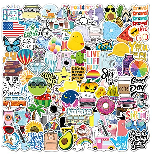 100 Pcs Cute Stickers for Girls, Vsco Aesthetic Vinyl Stickers Pack for Scrapbook, Notebook, Laptop, Suitcase, Guitar, Skateboard (VSCO)