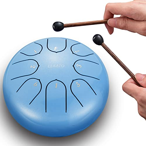 LEKATO Ståltungtrumma för ljudläkning, 15 cm 8 Notes C Major(Himmelsblå)