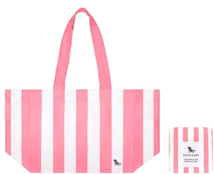 Dock & Bay Everyday Beach Tote Bag - Reusable Beach Handbag & Shopping Carrier - Cabana - Malibu Pink
