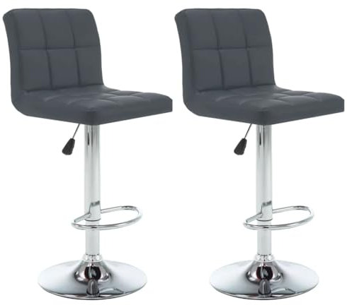 Bussandri Exclusive - Barhocker 2 Stk. Grau Kunstleder