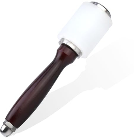 TLKKUE Leather Mallet, Leather Carving Hammer, Wooden Handle Nylon Hammer, Leather Craft Mallet for Engraving Punching Stamping(Red-brown)