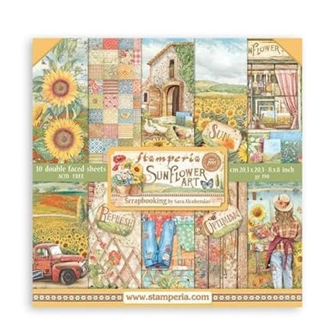 Scrapbooking Small Pad 10 sheets cm 20,3X20,3 (8X8) - Sunflower Art