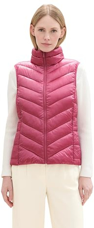 TOM TAILOR Damen Weste mit Stehkragen,16348 - pink Velvet, M