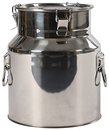 biniliubi Barils Transport Lait Joint Silicone Acier Inoxydable Bidon Huile Couvercle HerméTique RéCipient Pot Verrouillage PoignéEs Portables Pratique Boissons Soupes Sauces Verseuse D'Huile