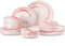 MALACASA Plates and Bowls Sets, 12 Pieces Porcelain Dinner Sets Dinnerware Sets Chip Resistant Ceramic Dish Set Service for 4, Marble Pink, Series Luna