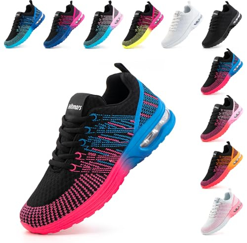 Hitmars Basket Femme Sneaker de Sport Running - Chaussures de Course Respirantes et Légères pour Jogging, Fitness, Gym, Outdoor - Mode Sneaker Bleu Rouge EU 37