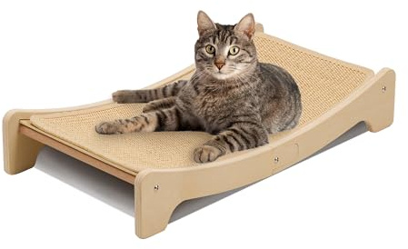 PETKARAY Sisal Cat Scratching Board, Curved Sisal Cat Scratcher, Large Indoor Kitty Scratch Pad, Heavy Duty Arc Lounge Bed for Kitten