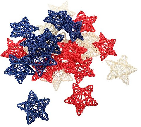 Warmhm Dekoratives Set mit Rattansternen Zum Unabhängigkeitstag -teilig Natürliche Rattanstern-Ornamente für Partyzubehör