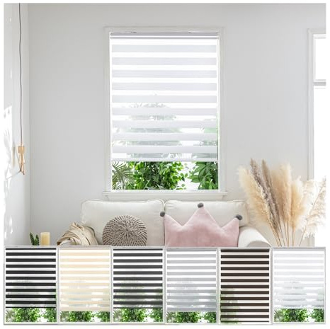 Zebra Day Night Roller Blinds - Made to Measure Day and Night Roller Window Blind with Light Filtering Privacy - Easy Fit Custom Roller Blind by Aprica (Colour White - Width 120cm Max - Drop 210cm)