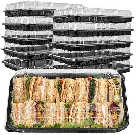 Superior Sandwich Platter Trays - Pack of 5 Reusable Catering Trays for Parties - Buffet Serving Platters with Spill Proof Lids - Catering Platters for Cakes, Parties & Events
