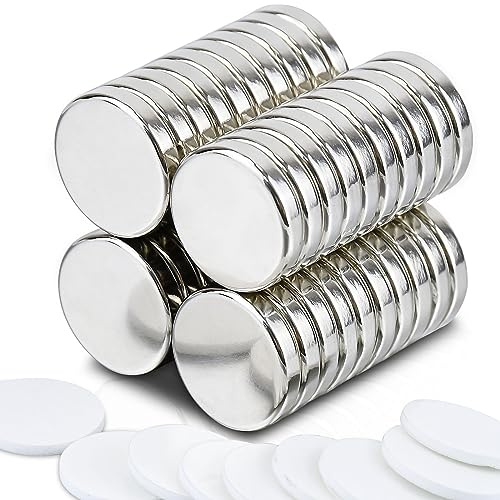 40 stycken magneter, starka neodymmagneter, extra starka, 15 x 3 mm, självhäftande magneter, självhäftande, starka små magneter, magnetrund för kylskåp, magnettavla, whiteboard, kontor