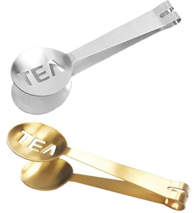 OUNONA 2 Pezzi in Acciaio Inox Spremi Bustine Di Tè Colino Cucchiaio Pinza Supporto Per Tè Sfuso Tazza Pressa Artigianale Bevanda Calda