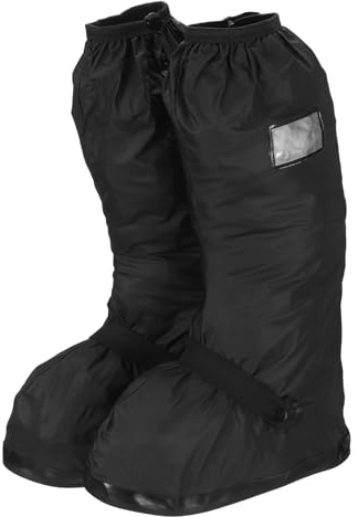 sourcing map Waterproof Shoes Cover m (US 5) Non-Slip PVC Overshoes Rain Galoshes Rain Shoe Protectors with Zipper & Strap Buckle for Man Women Rainy Outdoor, Black